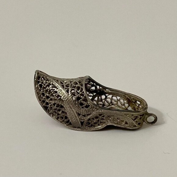 Vintage Shoe Clog Charm Filigree Pendant - Picture 14 of 14